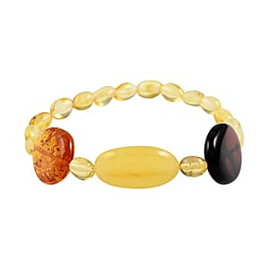 Multi Color Amber Beaded Stretch Bracelet