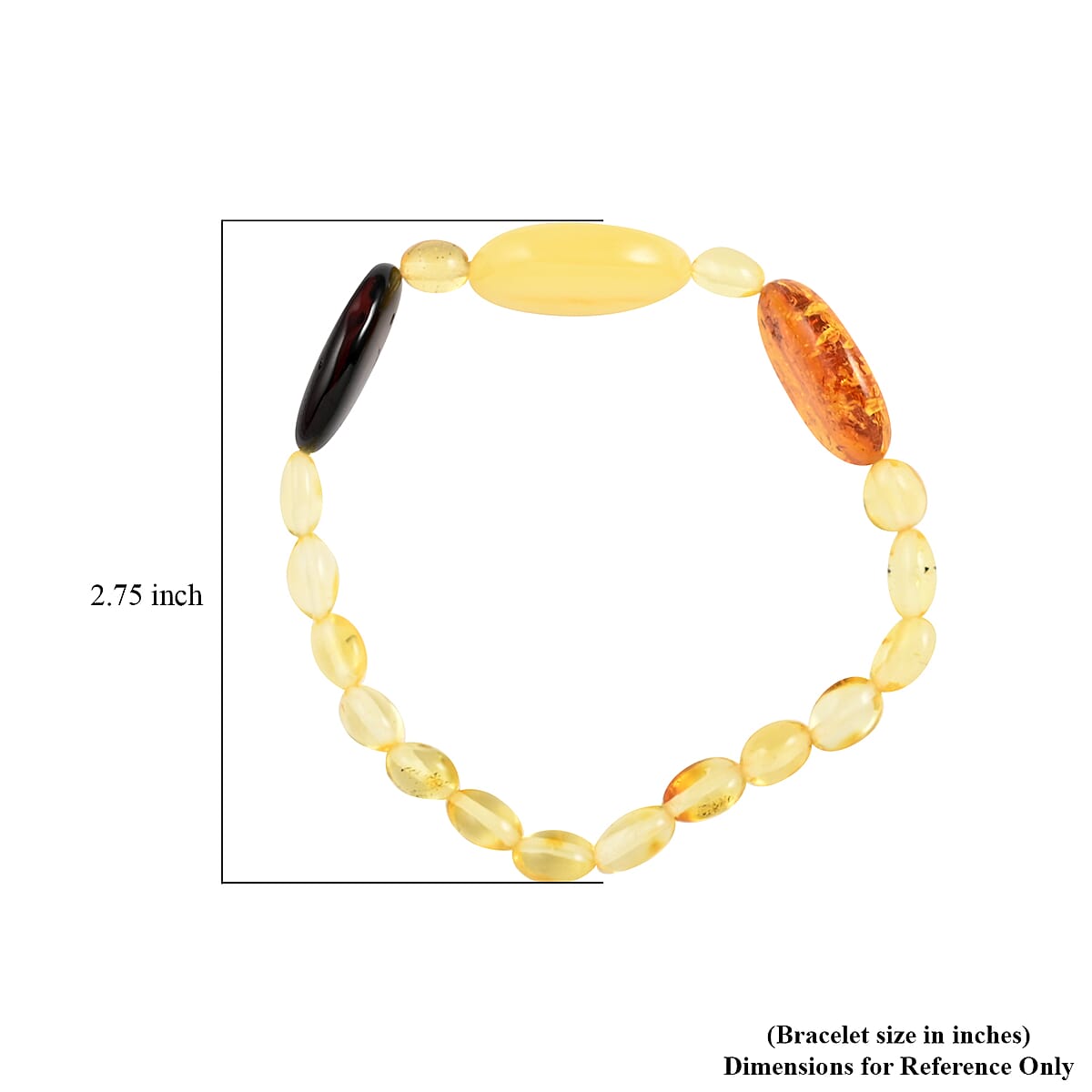 Multi Color Amber Beaded Stretch Bracelet image number 4