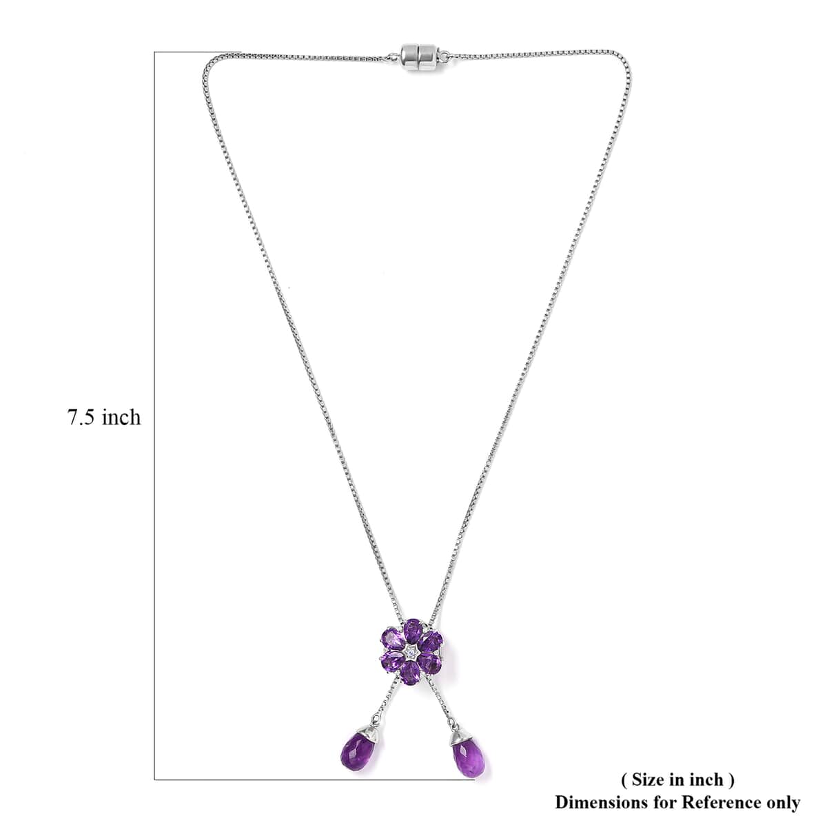 GP Italian Garden Collection Amethyst and Multi Gemstone Flower Necklace 18 Inches in Platinum Over Sterling Silver 12.20 ctw image number 5
