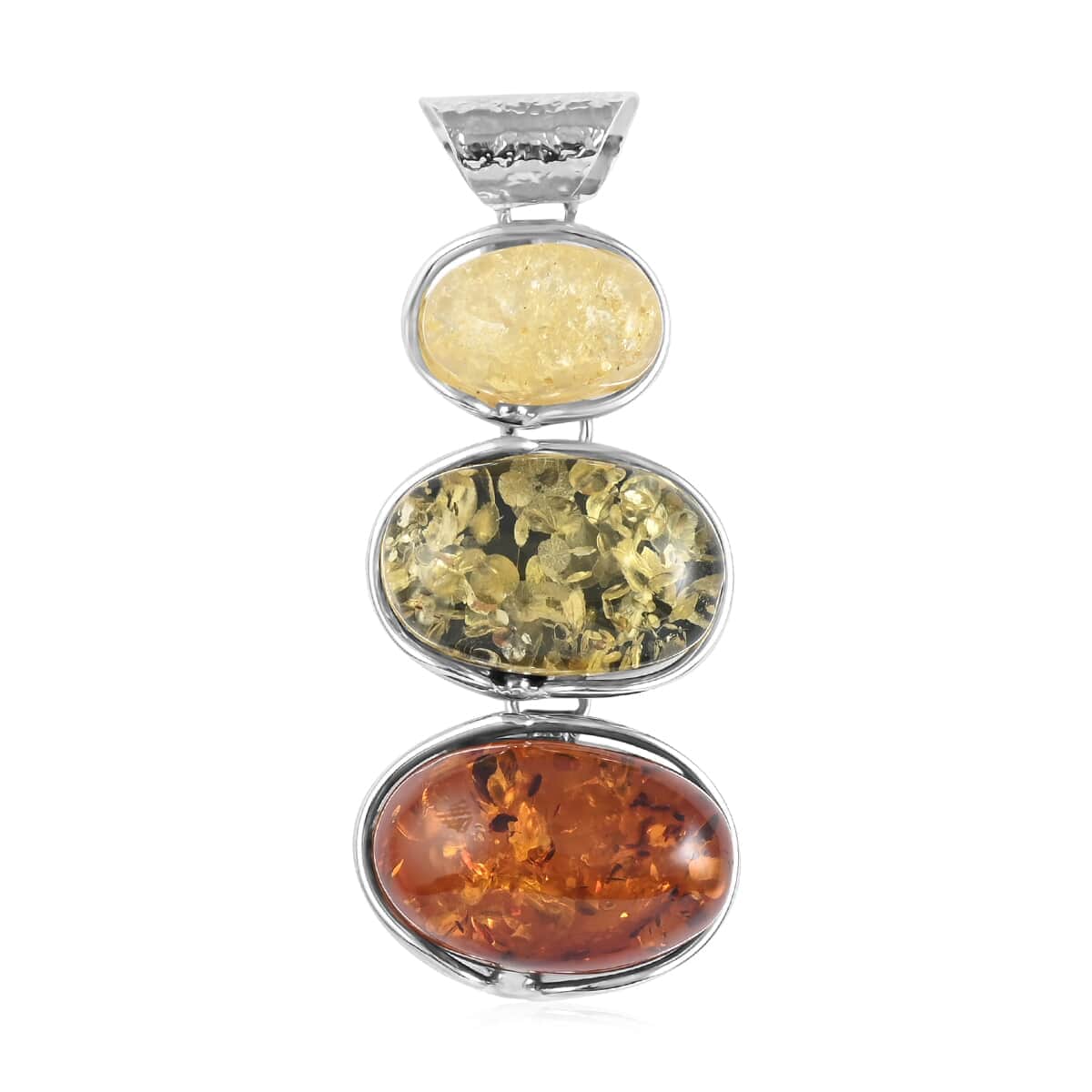 Jessica Exclusive Pick Baltic Amber Three Tiered Pendant in Sterling Silver image number 0
