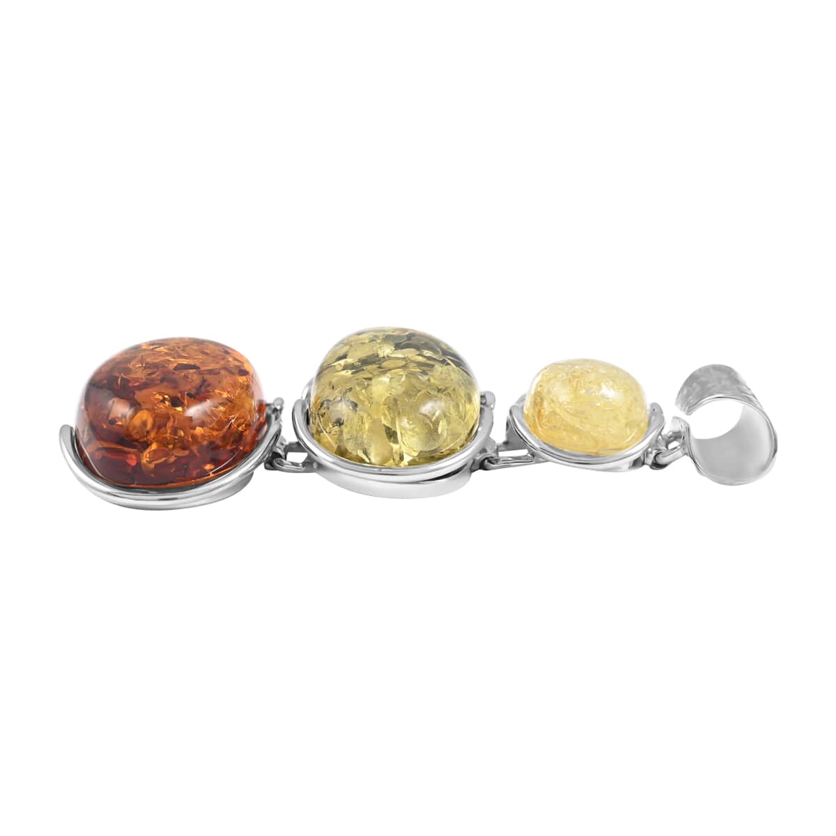 Jessica Exclusive Pick Baltic Amber Three Tiered Pendant in Sterling Silver image number 2