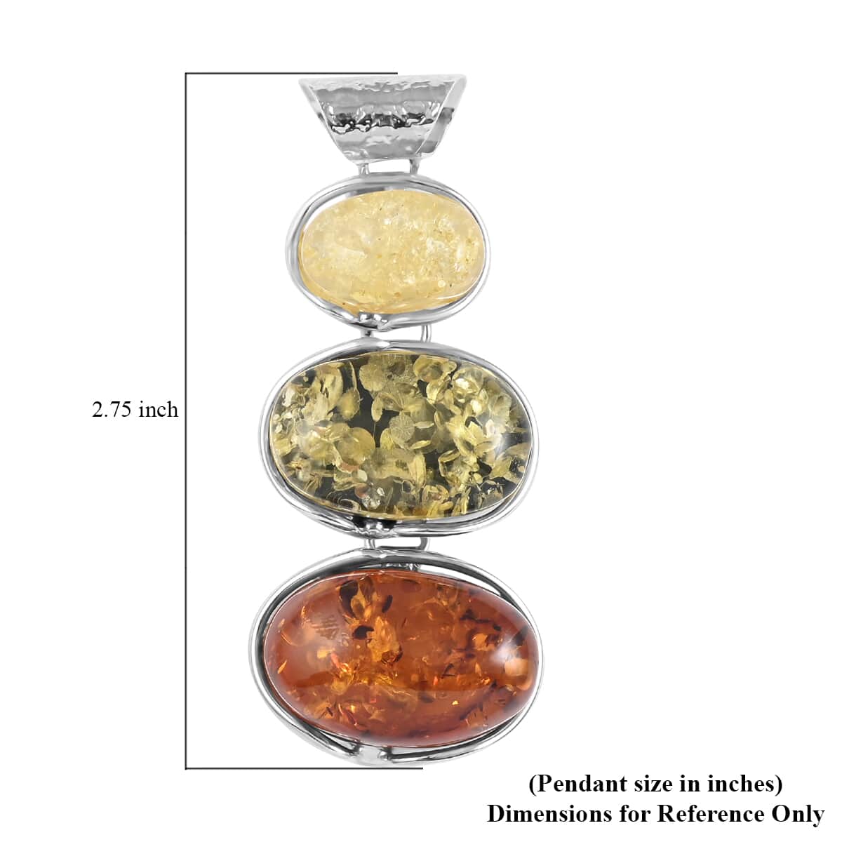 Jessica Exclusive Pick Baltic Amber Three Tiered Pendant in Sterling Silver image number 3