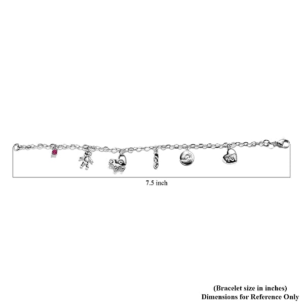 Karis Niassa Ruby (FF) Charm Bracelet in Platinum Bond (7.25 In) 0.25 ctw