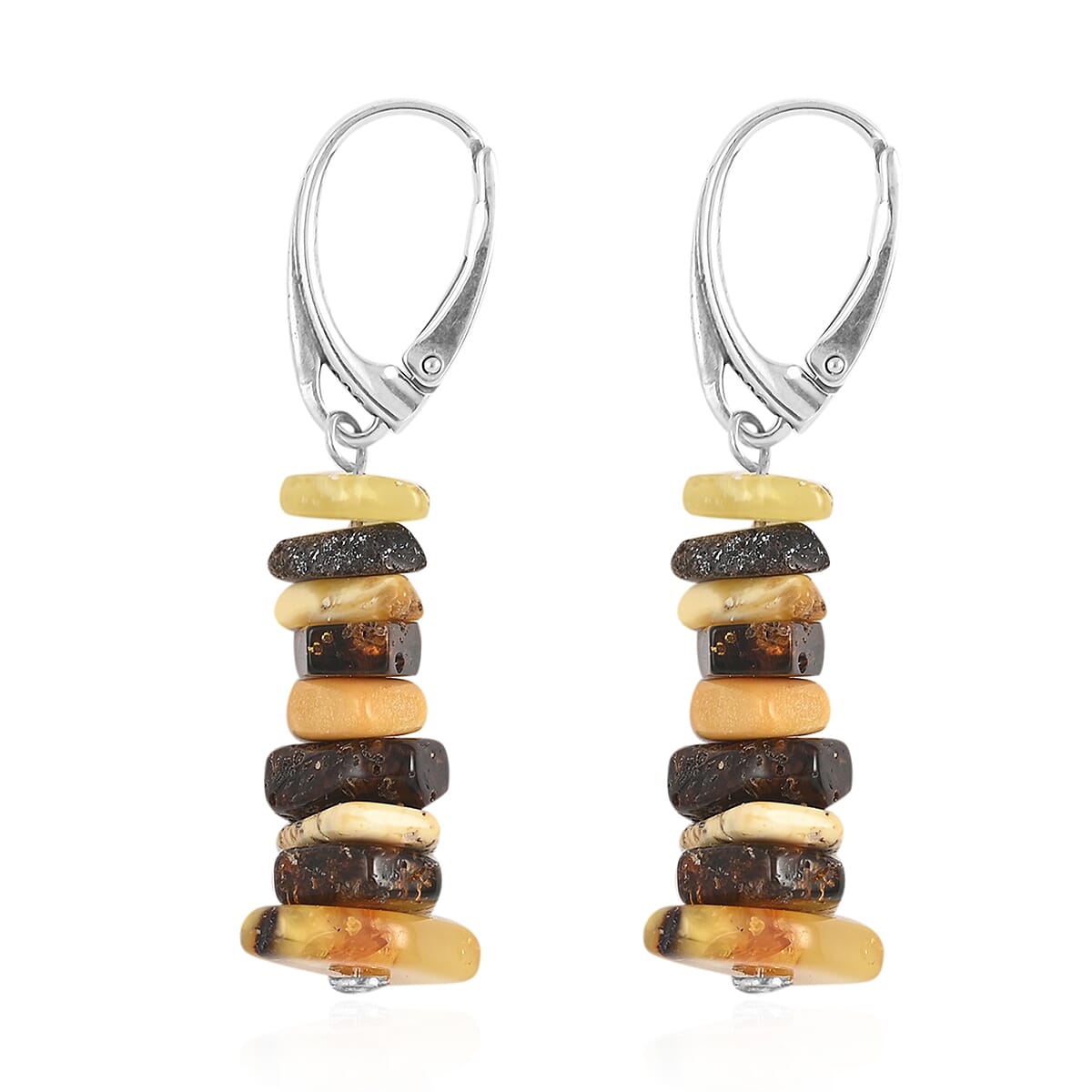 Baltic Amber Drop Earrings in Sterling Silver image number 3