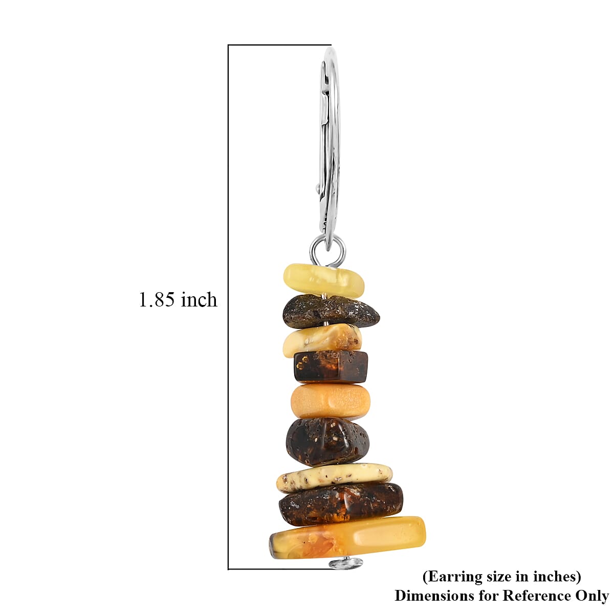 Baltic Amber Drop Earrings in Sterling Silver image number 4
