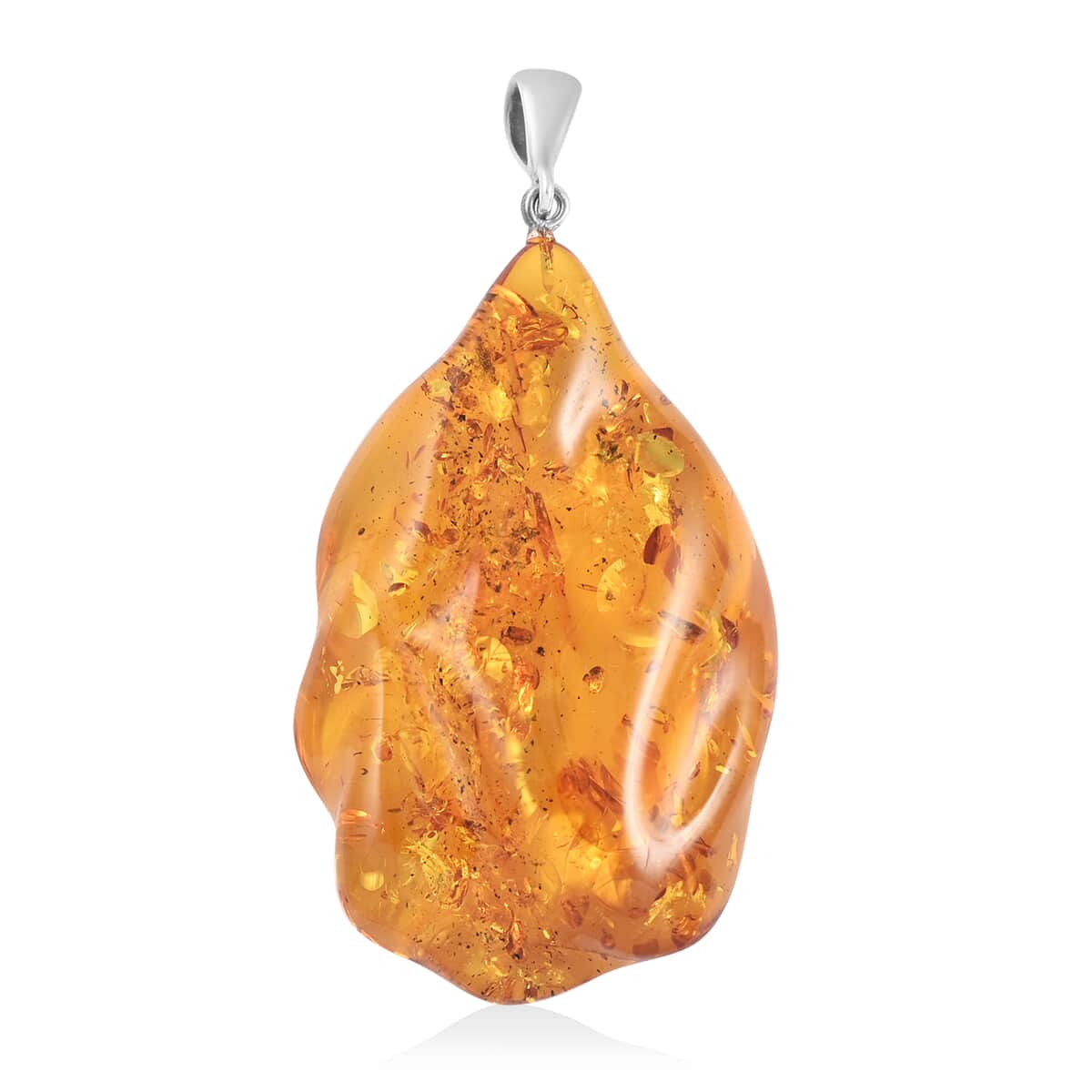 Baltic Amber Free Shaped Pendant in Sterling Silver image number 0