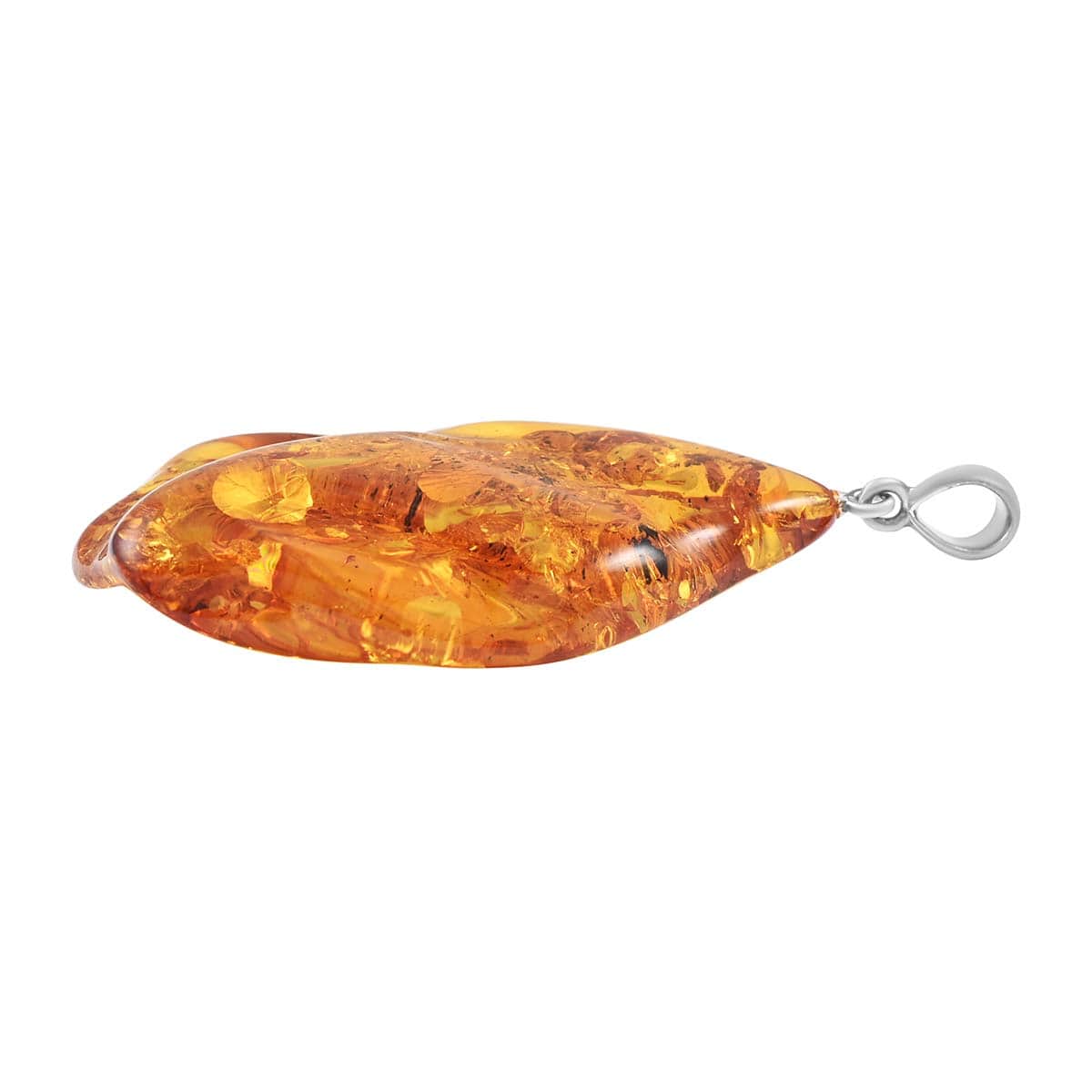 Baltic Amber Free Shaped Pendant in Sterling Silver image number 2
