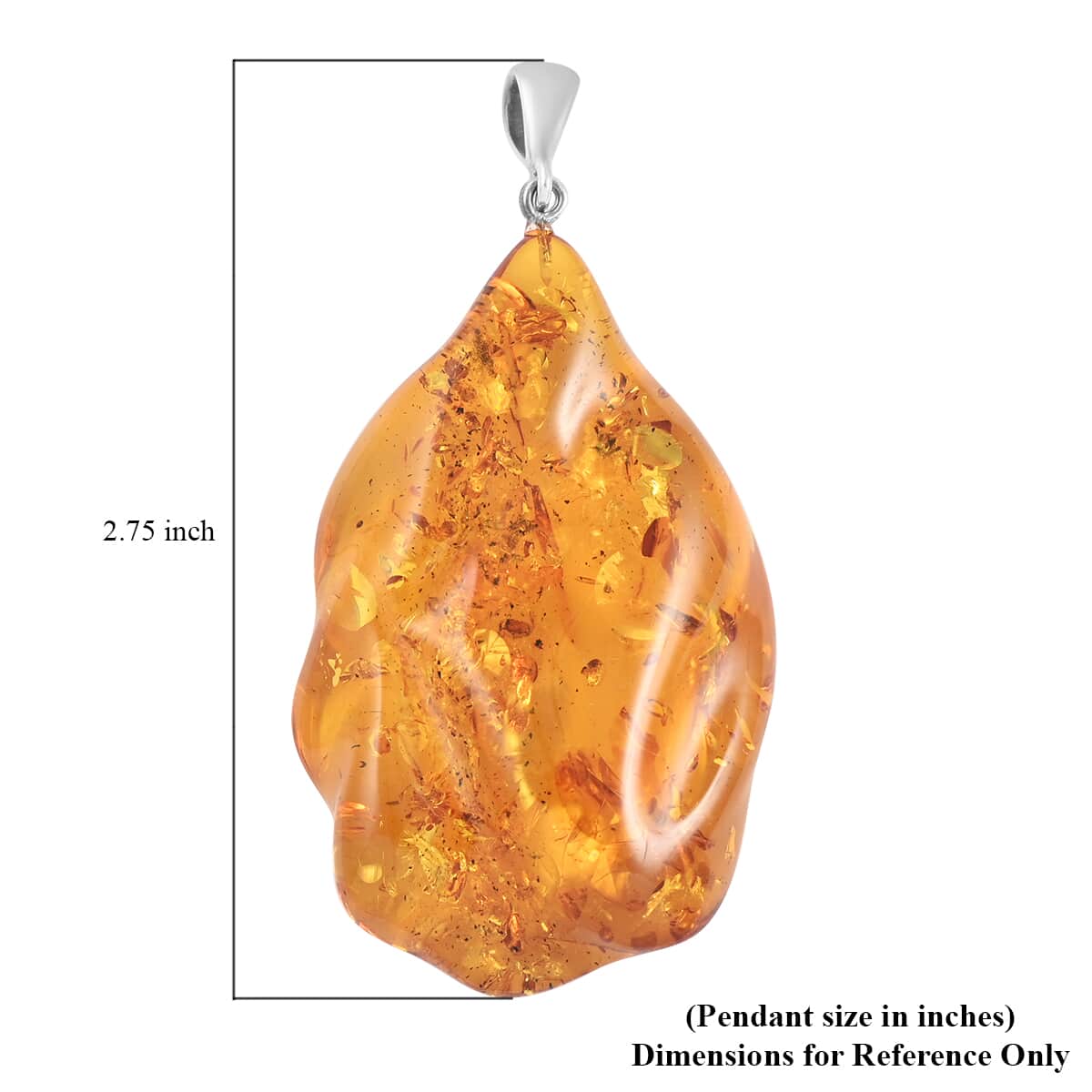 Baltic Amber Free Shaped Pendant in Sterling Silver image number 3