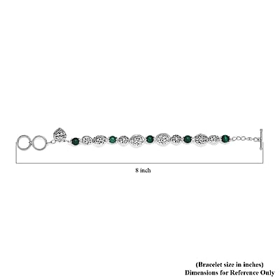 Karis African Malachite Toggle Clasp Bracelet in Platinum Bond (7.25 In) 15.60 ctw