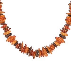 Multi Color Amber Multi Shape Stone Necklace 28 Inches