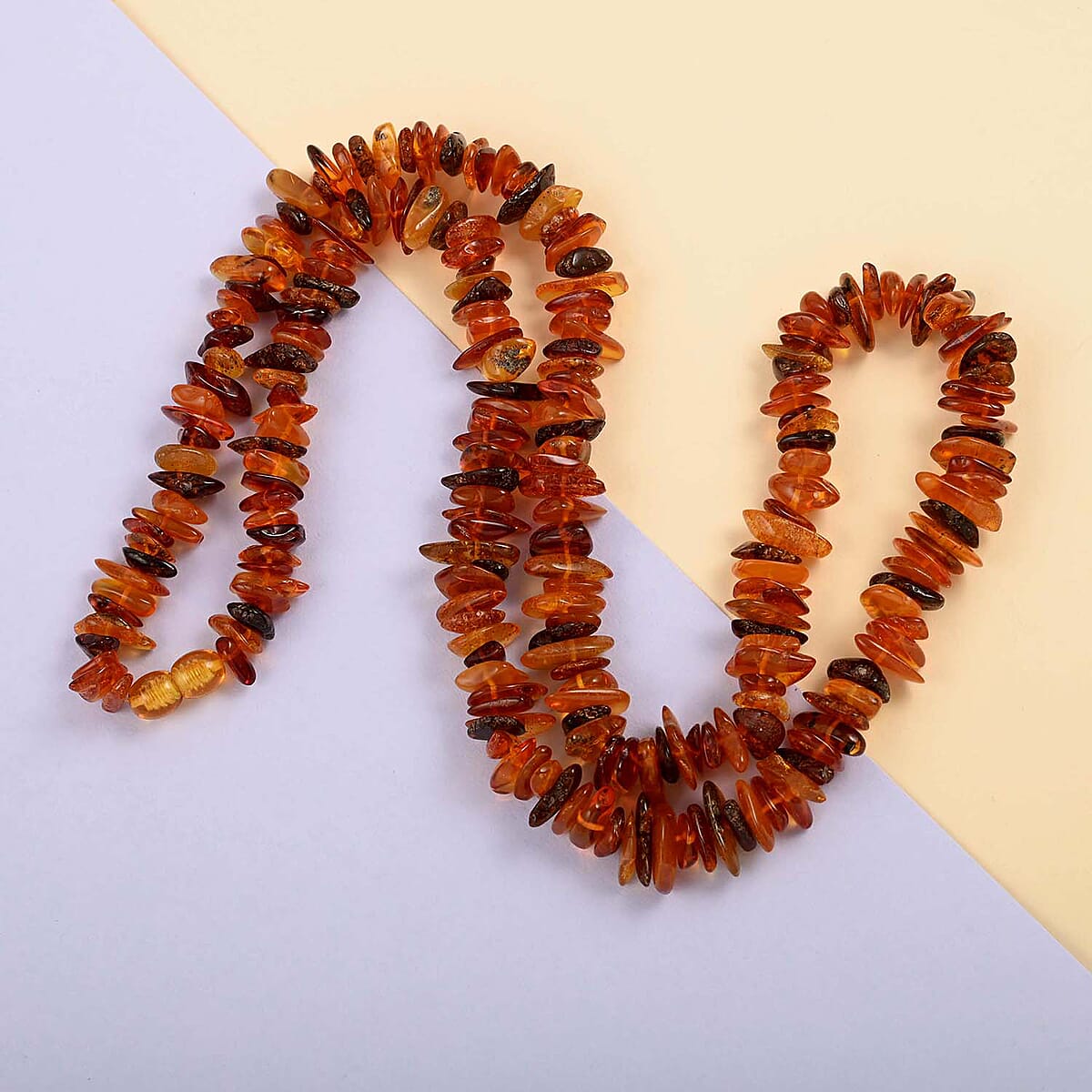 Multi Color Amber Multi Shape Stone Necklace 28 Inches image number 1