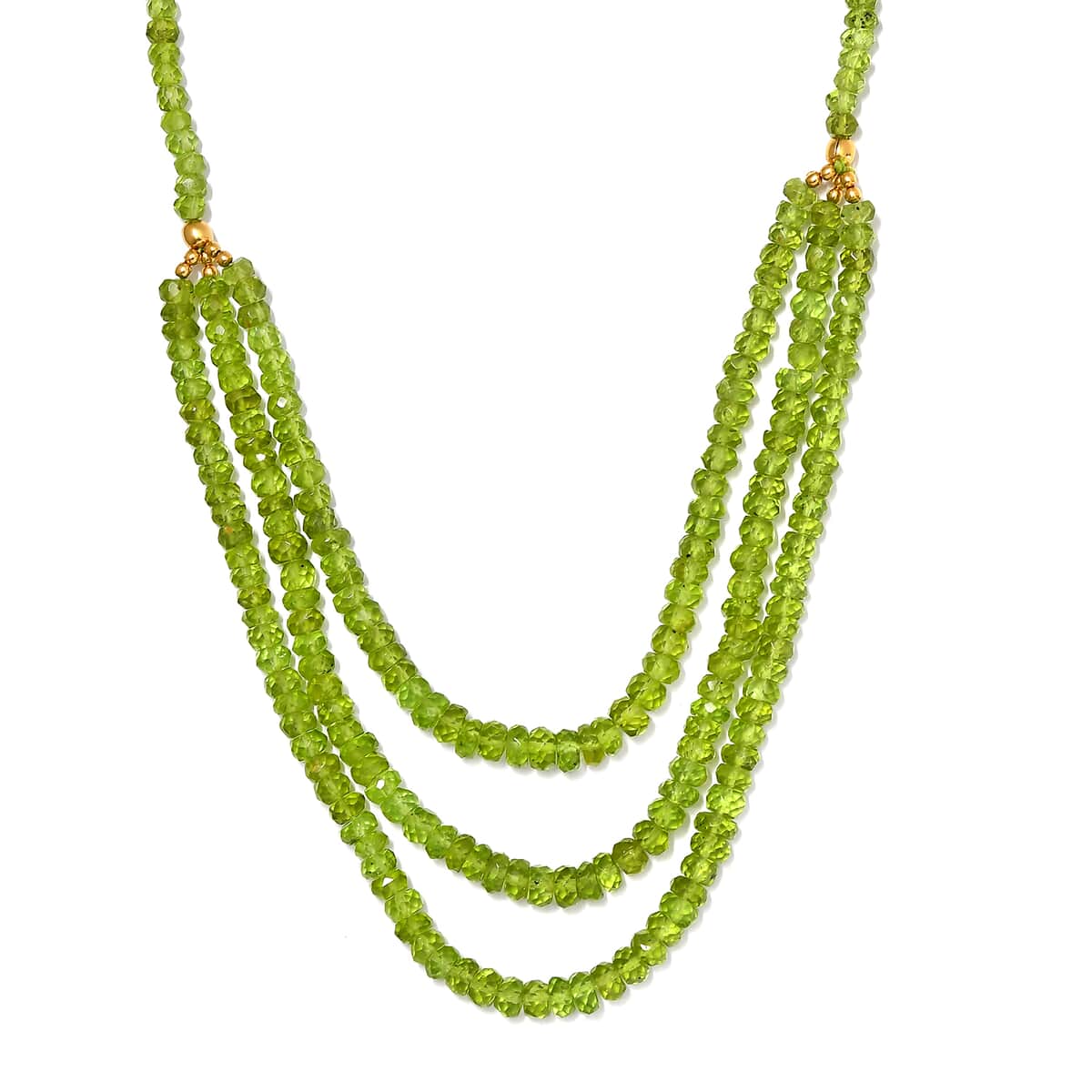 Arizona Peridot Multi Row Necklace 18-20 Inches in Vermeil Yellow Gold Over Sterling Silver 210.00 ctw image number 0