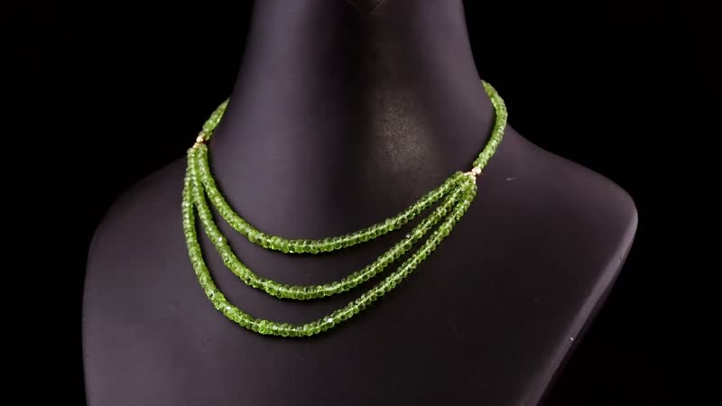 Arizona Peridot Multi Row Necklace 18-20 Inches in Vermeil Yellow Gold Over Sterling Silver 210.00 ctw