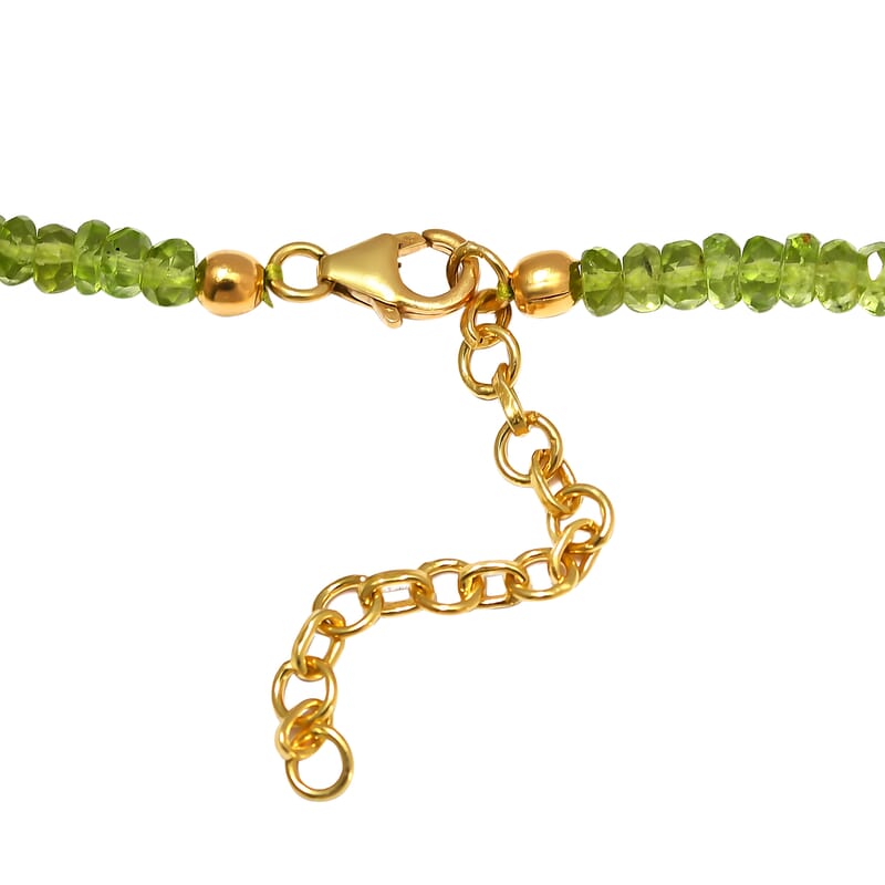 Arizona Peridot Multi Row Necklace 18-20 Inches in Vermeil Yellow Gold Over Sterling Silver 210.00 ctw