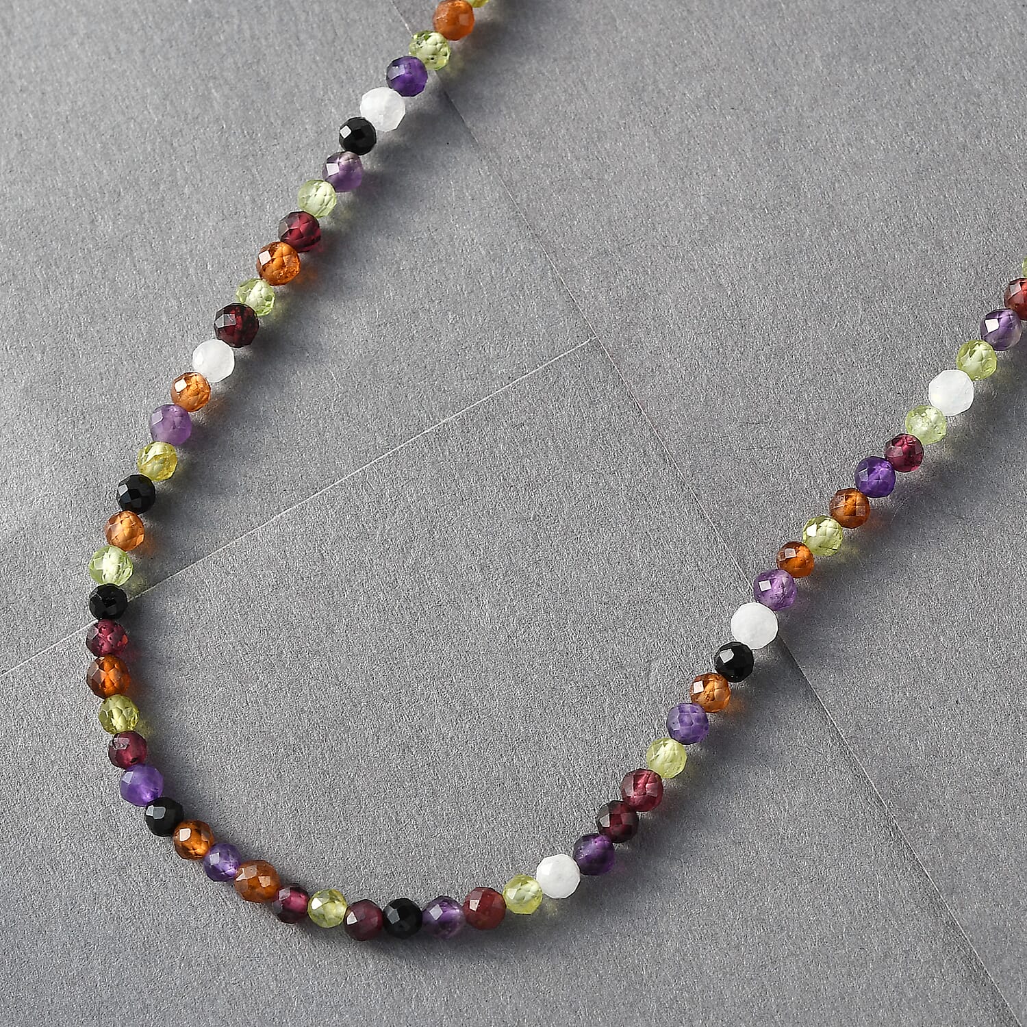 Multi Gemstone Beaded Necklace 18 Inches in Rhodium Over Sterling Silver 31.15 ctw