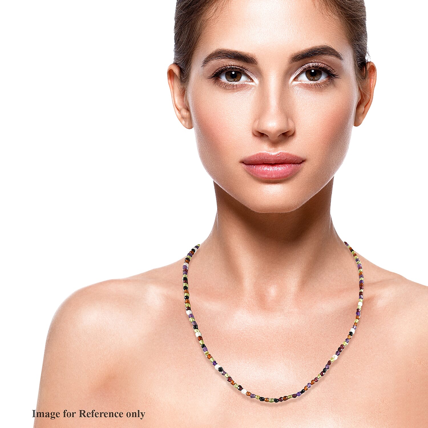 Multi Gemstone Beaded Necklace 18 Inches in Rhodium Over Sterling Silver 31.15 ctw
