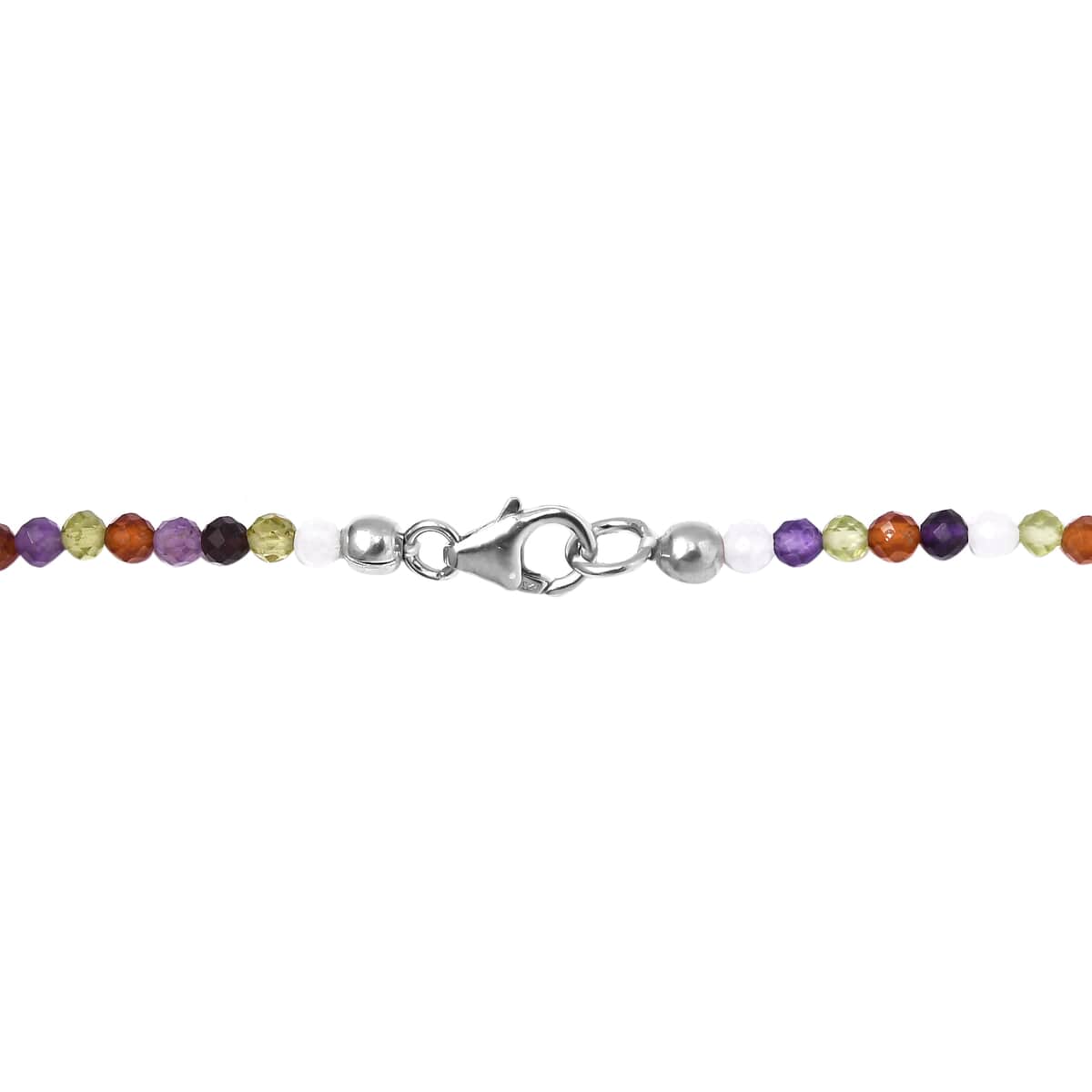 Multi Gemstone Beaded Necklace 18 Inches in Rhodium Over Sterling Silver 31.15 ctw image number 4