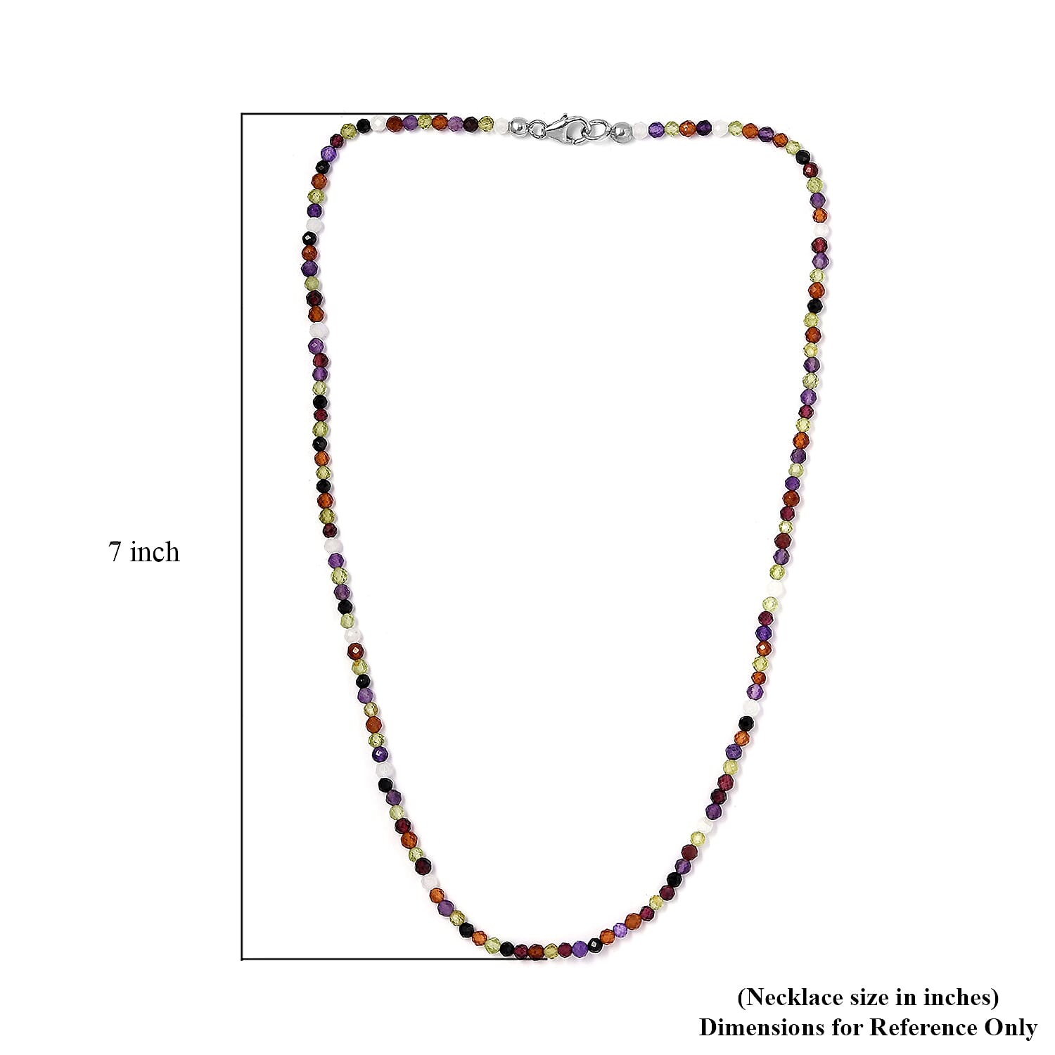 Multi Gemstone Beaded Necklace 18 Inches in Rhodium Over Sterling Silver 31.15 ctw