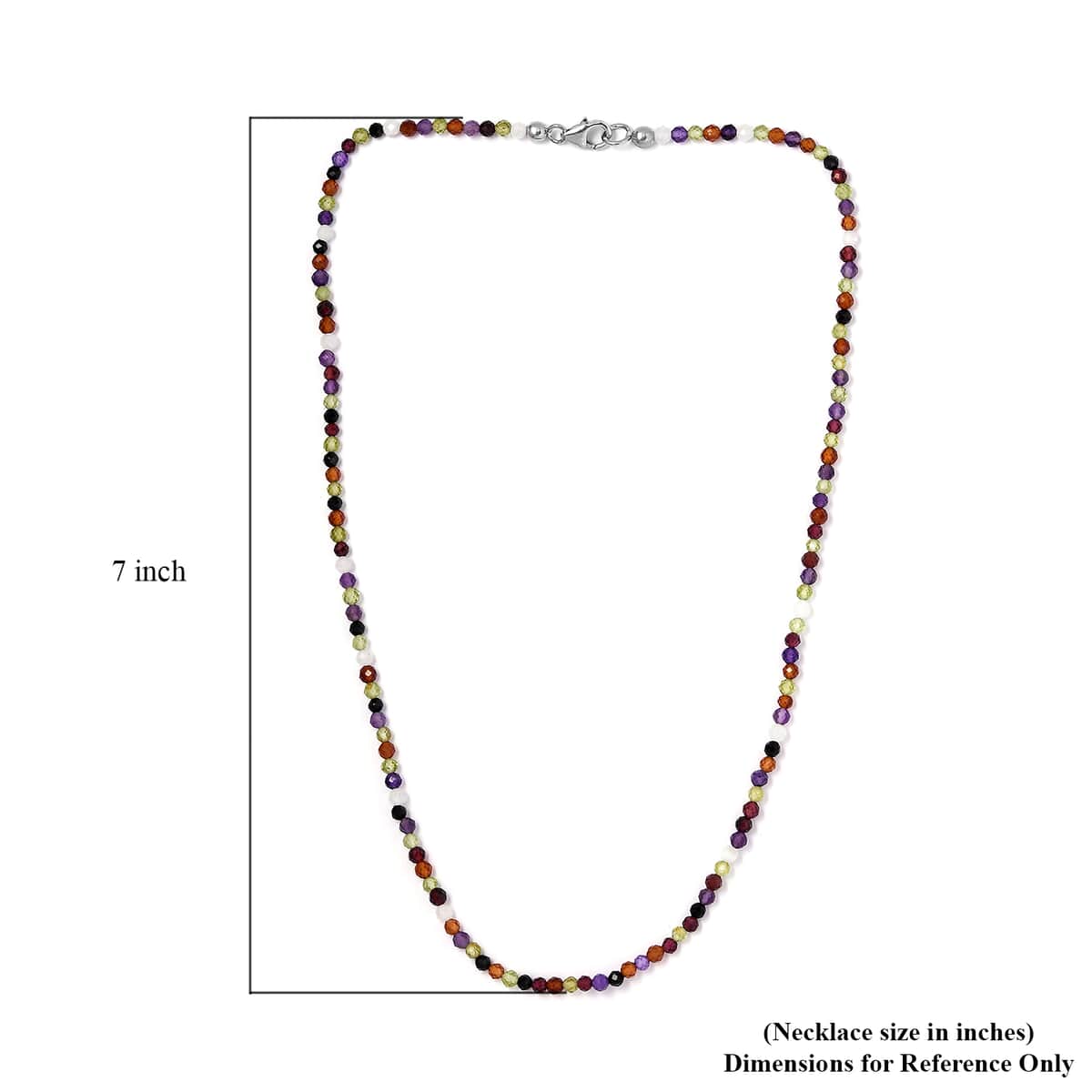 Multi Gemstone Beaded Necklace 18 Inches in Rhodium Over Sterling Silver 31.15 ctw image number 5