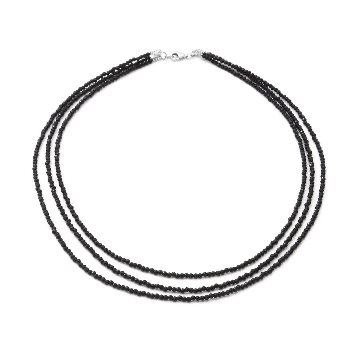 Thai Black Spinel Bead Necklace, Layered Necklace For Women, Lobster Clasp in Sterling Silver (18 Inches) 50.00 ctw image number 0
