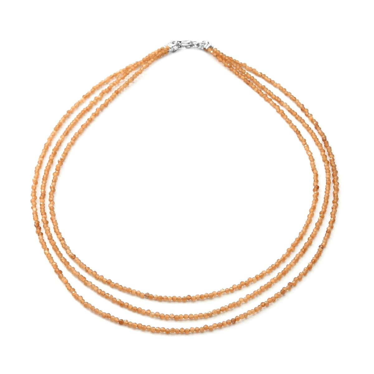 Hessonite Garnet  Bead Necklace, Layered Necklace For Women, Lobster Clasp in Sterling Silver  (18 Inches) 50.00 ctw image number 0