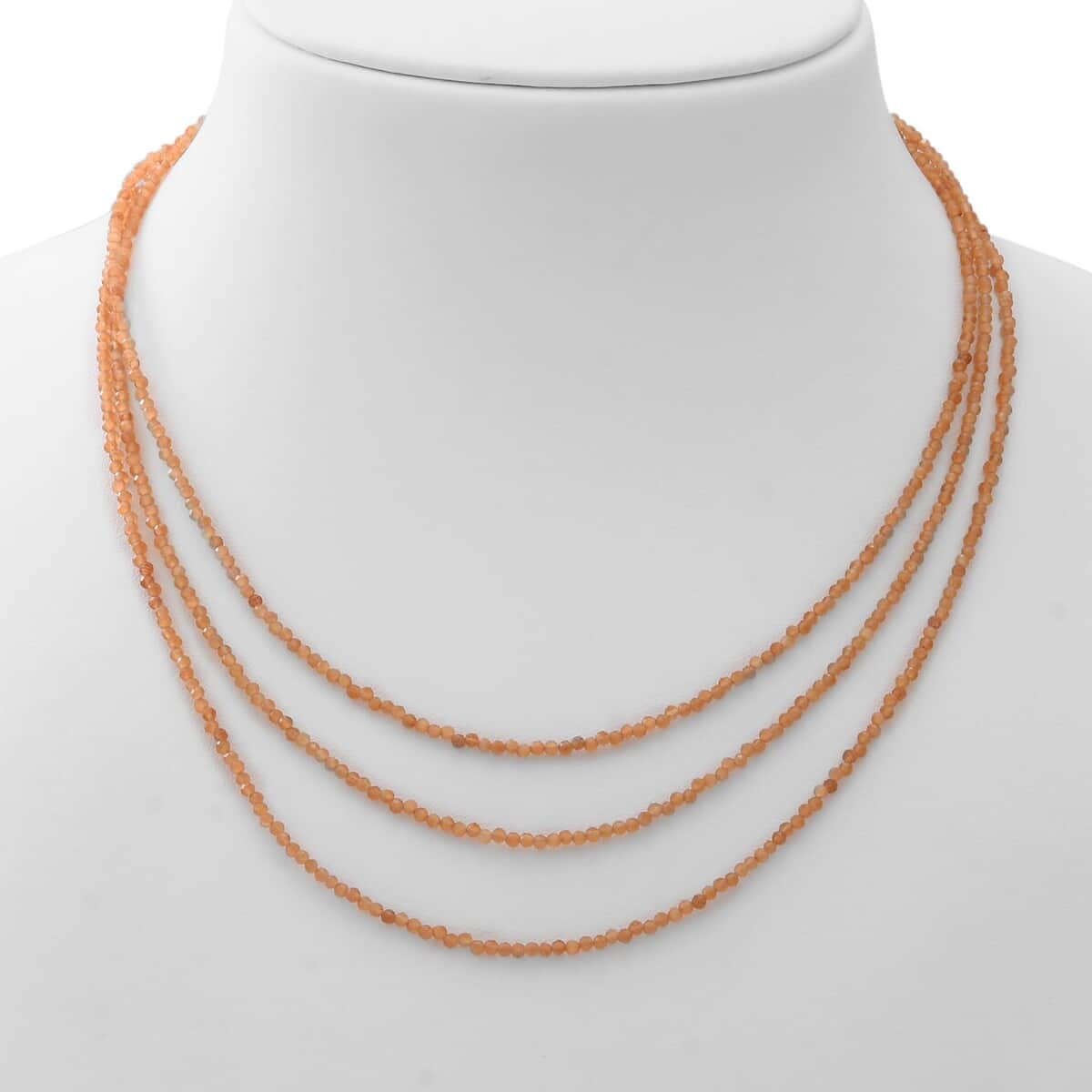 Hessonite Garnet  Bead Necklace, Layered Necklace For Women, Lobster Clasp in Sterling Silver  (18 Inches) 50.00 ctw image number 1