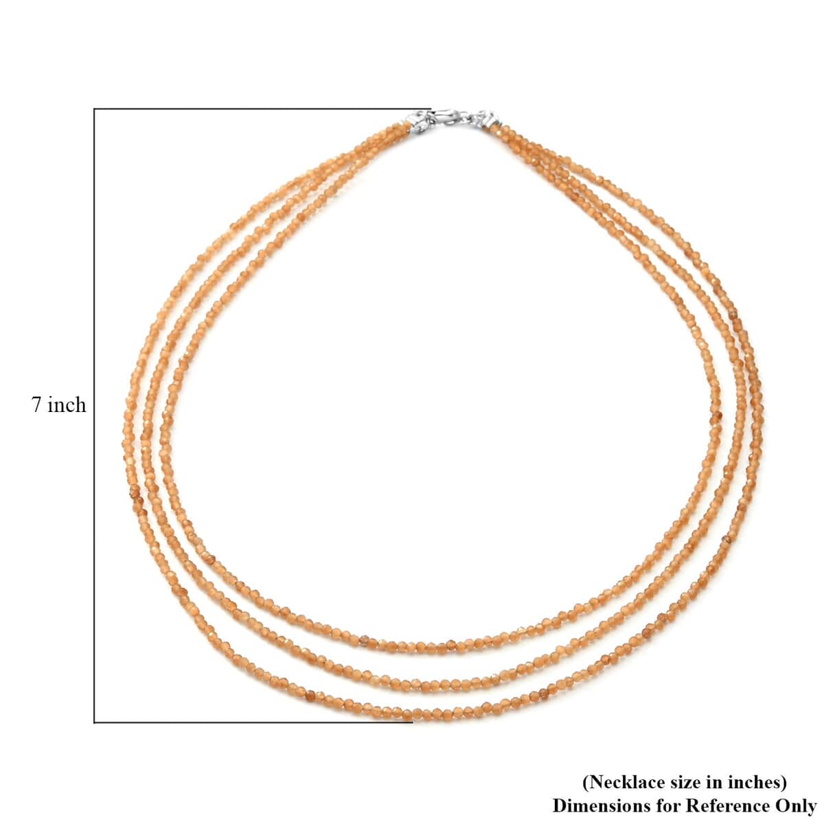 Hessonite Garnet  Bead Necklace, Layered Necklace For Women, Lobster Clasp in Sterling Silver  (18 Inches) 50.00 ctw image number 4