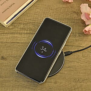 Homesmart 15W Wireless Fast Charger with 3.28 Feet USB Cable - Black, Portable Ultra Thin Fast Charging Pad With Indicator Lights