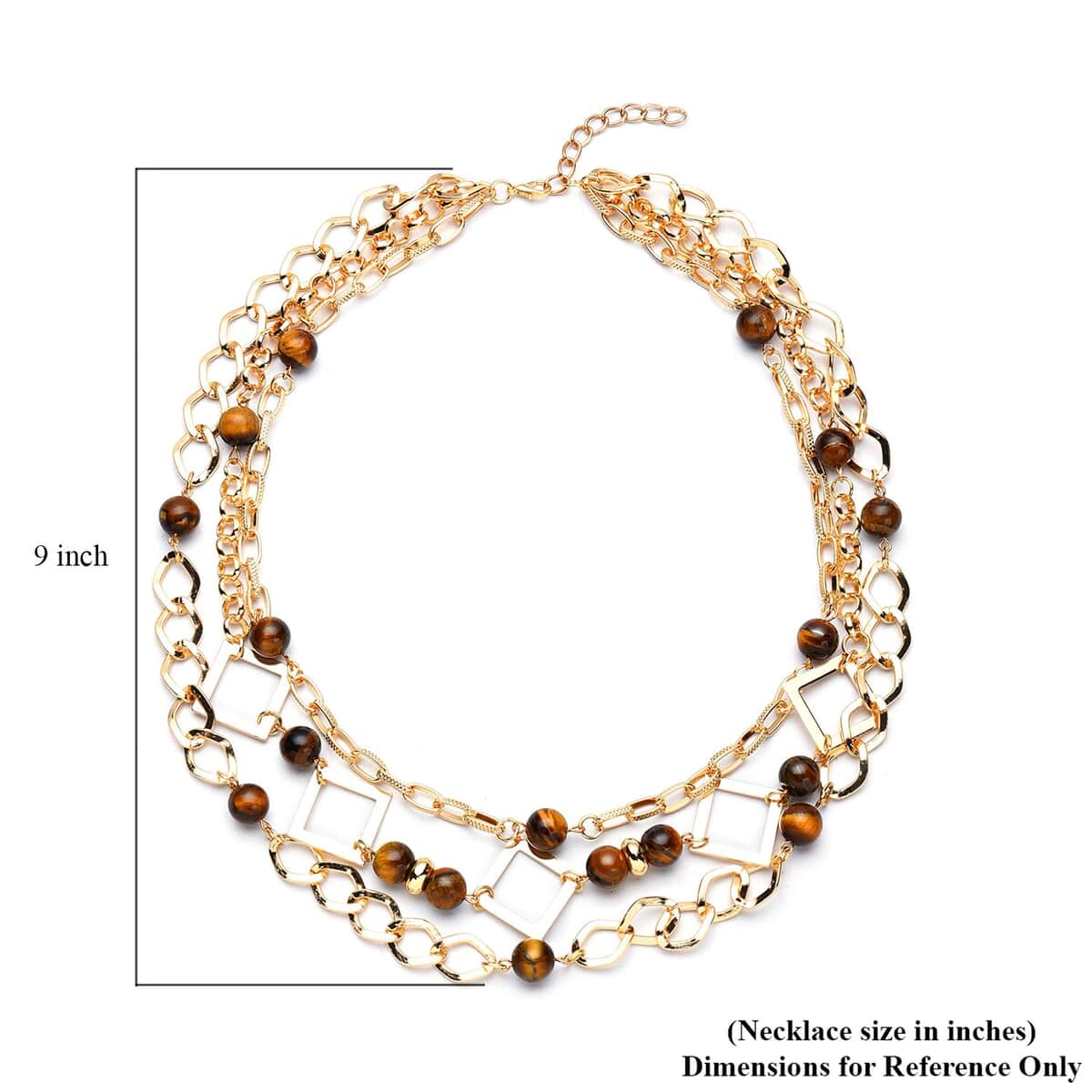 Tiger's Eye Beaded Layered Necklace 20-24 Inches in Goldtone 54.00 ctw image number 5