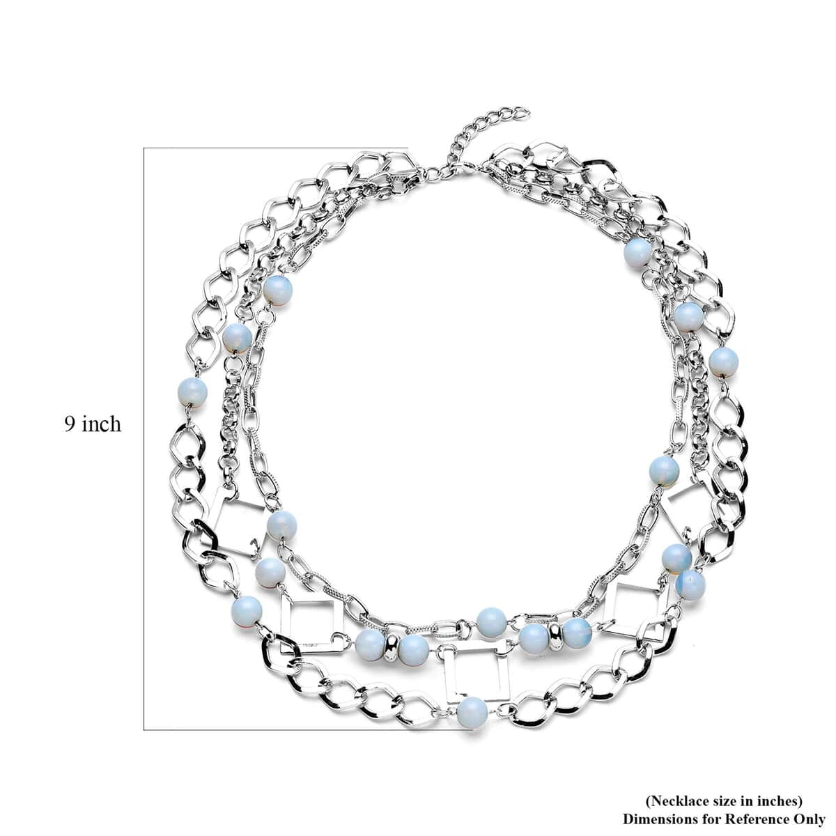 Opalite Beaded Layered Necklace (20-24 Inches) in Silvertone 54.00 ctw image number 5