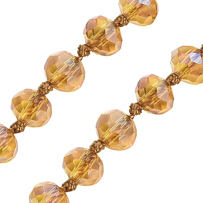 Yellow Magic Color Glass, Multi Color Austrian Crystal Honey Bee Pendant with Champagne Glass Beaded Necklace 21 Inches in Goldtone