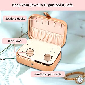 Cream Faux Leather Jewelry Organizer with Button Closure