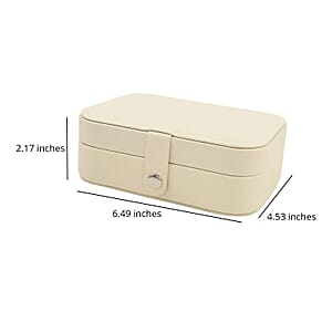 Cream Faux Leather Jewelry Organizer with Button Closure
