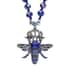 Blue Glass, Multi Color Austrian Crystal Honey Bee Pendant with Blue Magic Color Glass Beaded Necklace 21 Inches in Silvertone image number 0