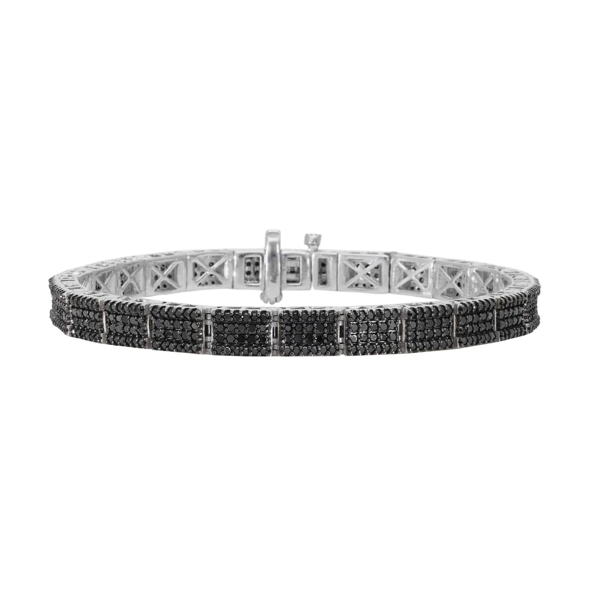 Black Diamond Multi Row Tennis Bracelet in Platinum Over Sterling Silver (6.50 In) 3.00 ctw image number 0