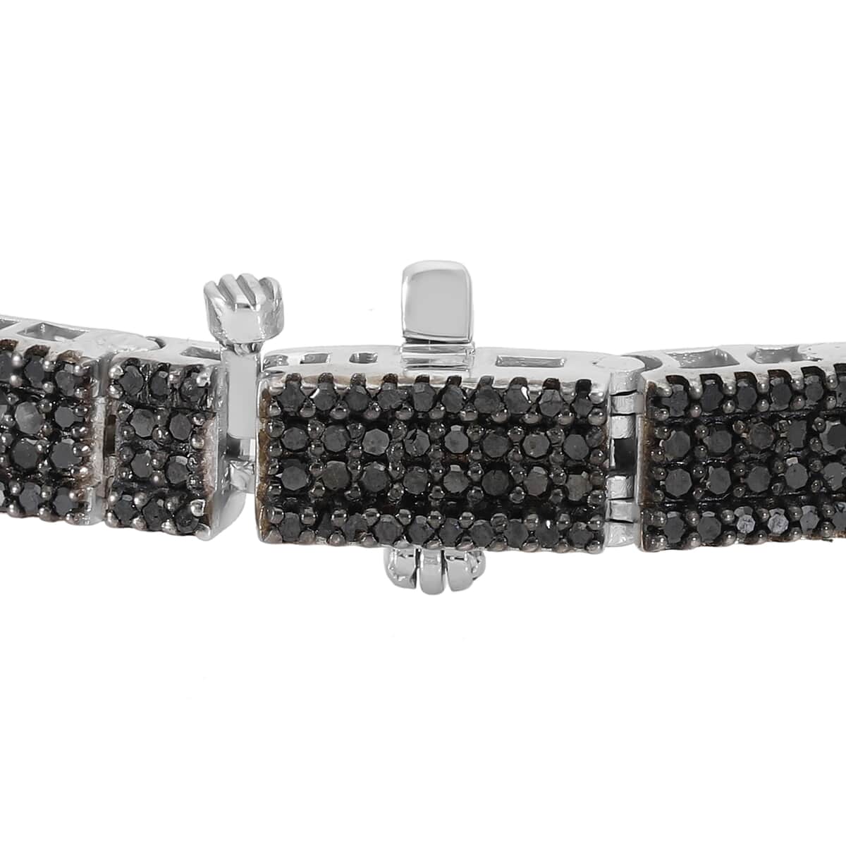Black Diamond Multi Row Tennis Bracelet in Platinum Over Sterling Silver (6.50 In) 3.00 ctw image number 3