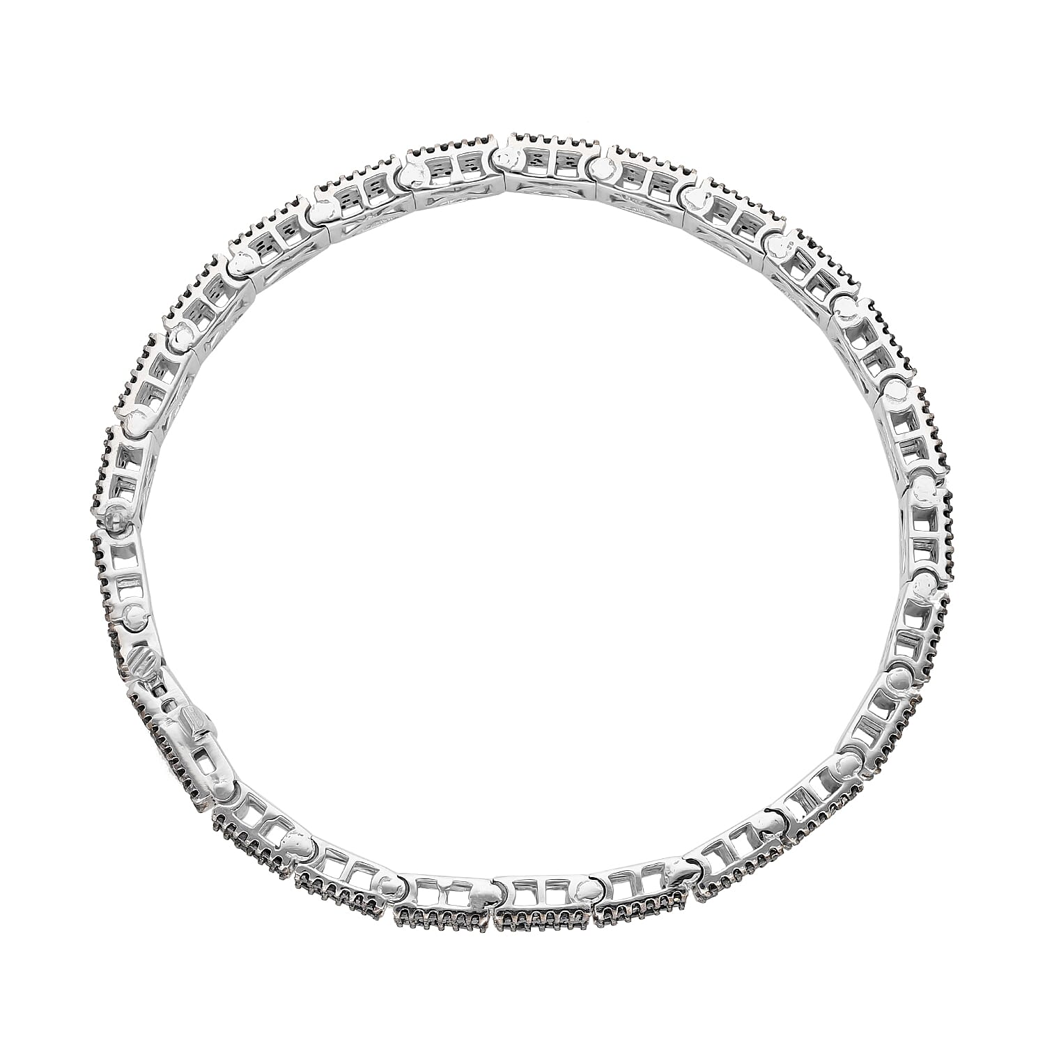 Black Diamond Multi Row Tennis Bracelet in Platinum Over Sterling Silver (6.50 In) 3.00 ctw