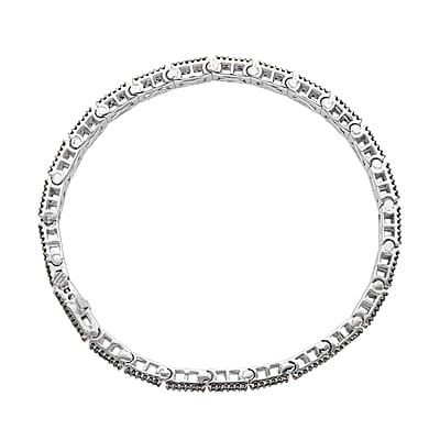 Black Diamond Multi Row Tennis Bracelet in Platinum Over Sterling Silver (6.50 In) 3.00 ctw