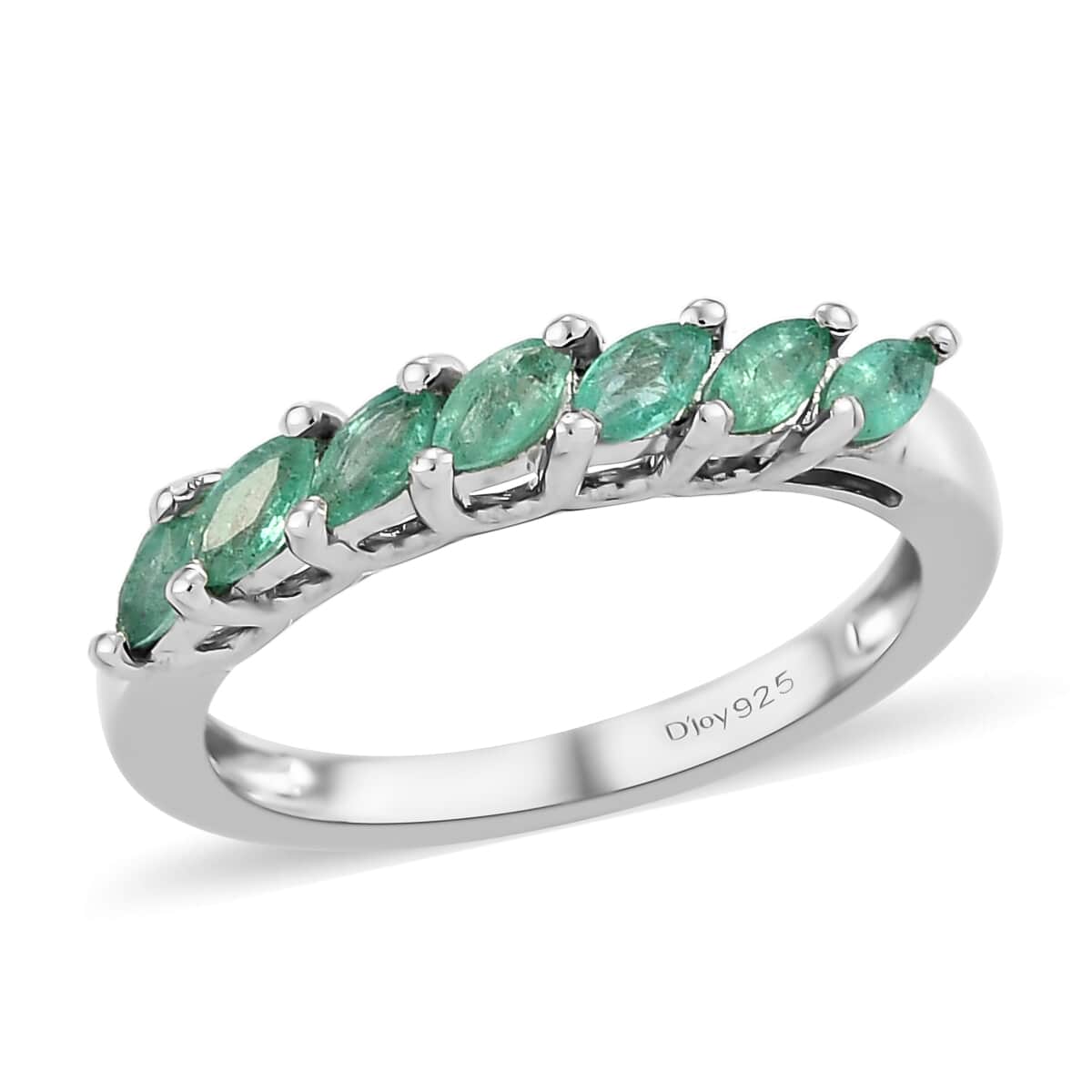 AAA Kagem Zambian Emerald 7 Stone Ring in Platinum Over Sterling Silver (Size 5.0) 0.50 ctw image number 0