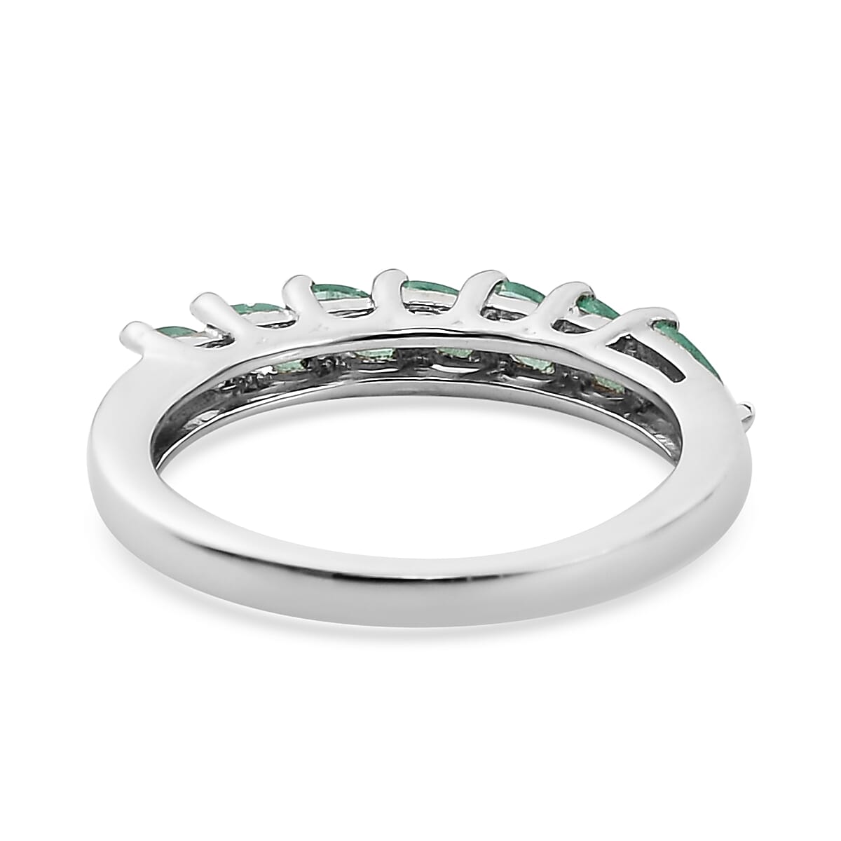 AAA Kagem Zambian Emerald 7 Stone Ring in Platinum Over Sterling Silver (Size 10.0) 0.50 ctw