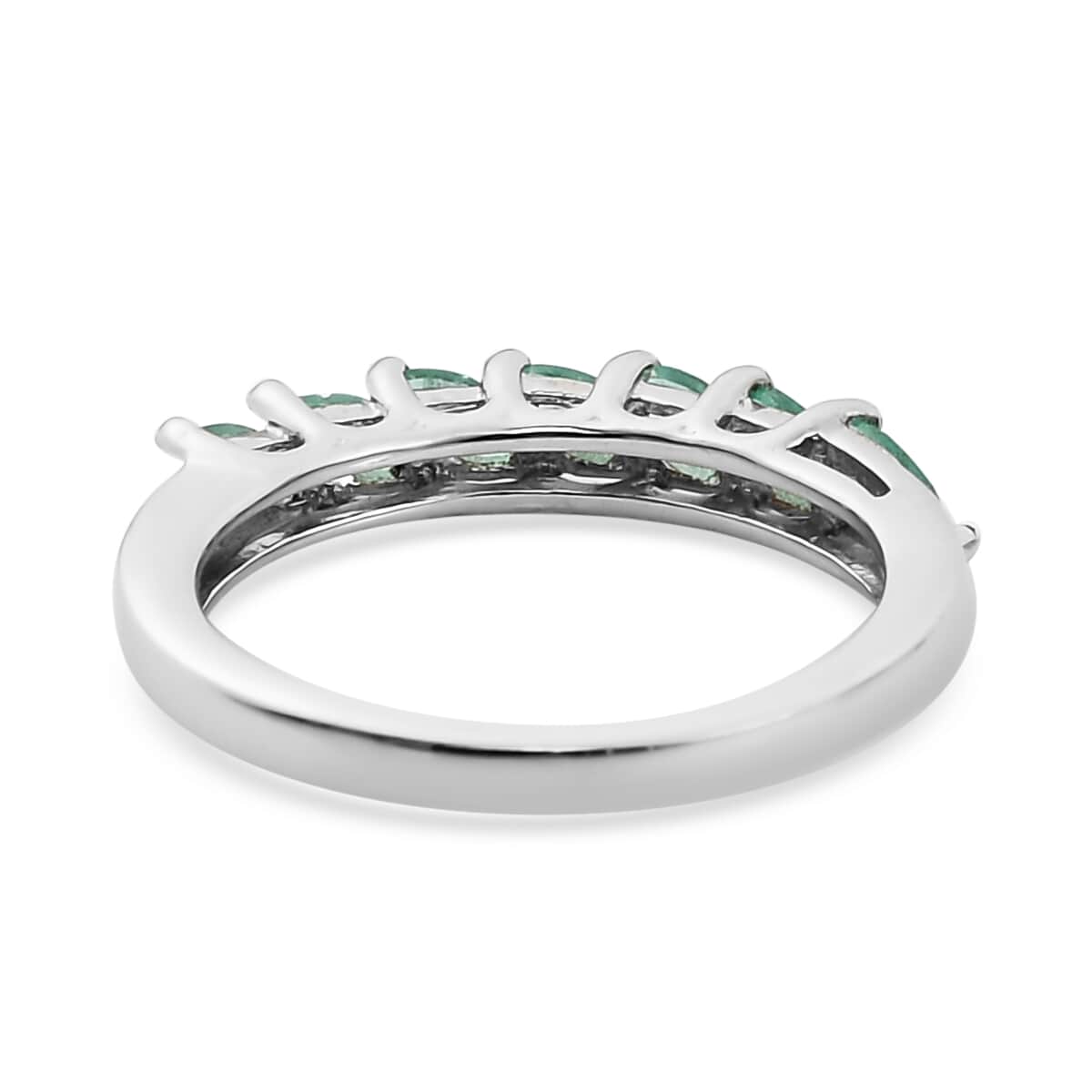 AAA Kagem Zambian Emerald 7 Stone Ring in Platinum Over Sterling Silver (Size 5.0) 0.50 ctw image number 4