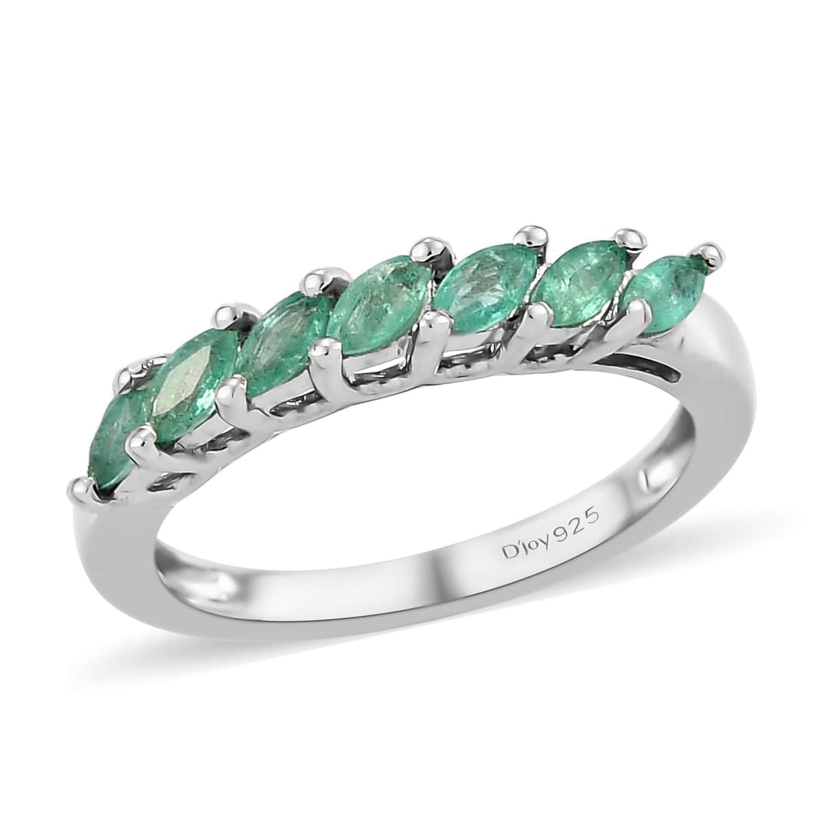 AAA Kagem Zambian Emerald 7 Stone Ring in Platinum Over Sterling Silver (Size 6.0) 0.50 ctw image number 0