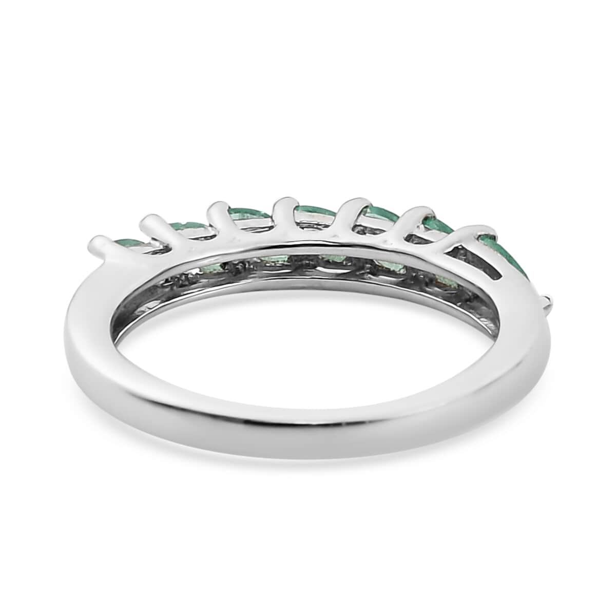 AAA Kagem Zambian Emerald 7 Stone Ring in Platinum Over Sterling Silver (Size 6.0) 0.50 ctw image number 4