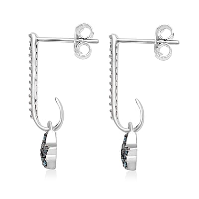 Multi Diamond Stud Earrings with Heart, Triangle and Star Charm in Vermeil YG and Platinum Over Sterling Silver 0.50 ctw