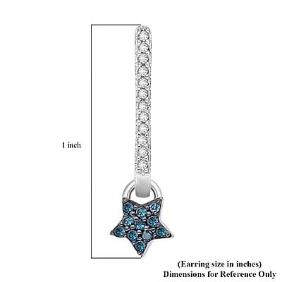 Multi Diamond Stud Earrings with Heart, Triangle and Star Charm in Vermeil YG and Platinum Over Sterling Silver 0.50 ctw