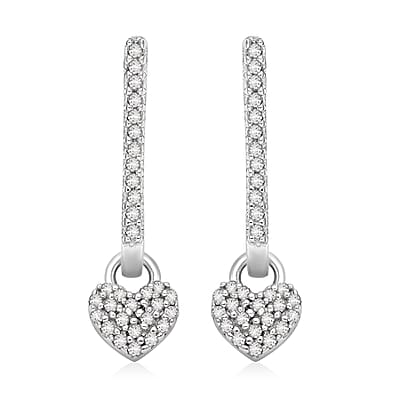 Multi Diamond Stud Earrings with Heart, Triangle and Star Charm in Vermeil YG and Platinum Over Sterling Silver 0.50 ctw