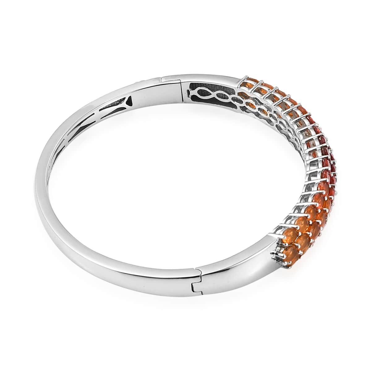 Shades of Fire Opal Bangle Bracelet in Platinum Over Sterling Silver (7.25 In) 5.85 ctw image number 3