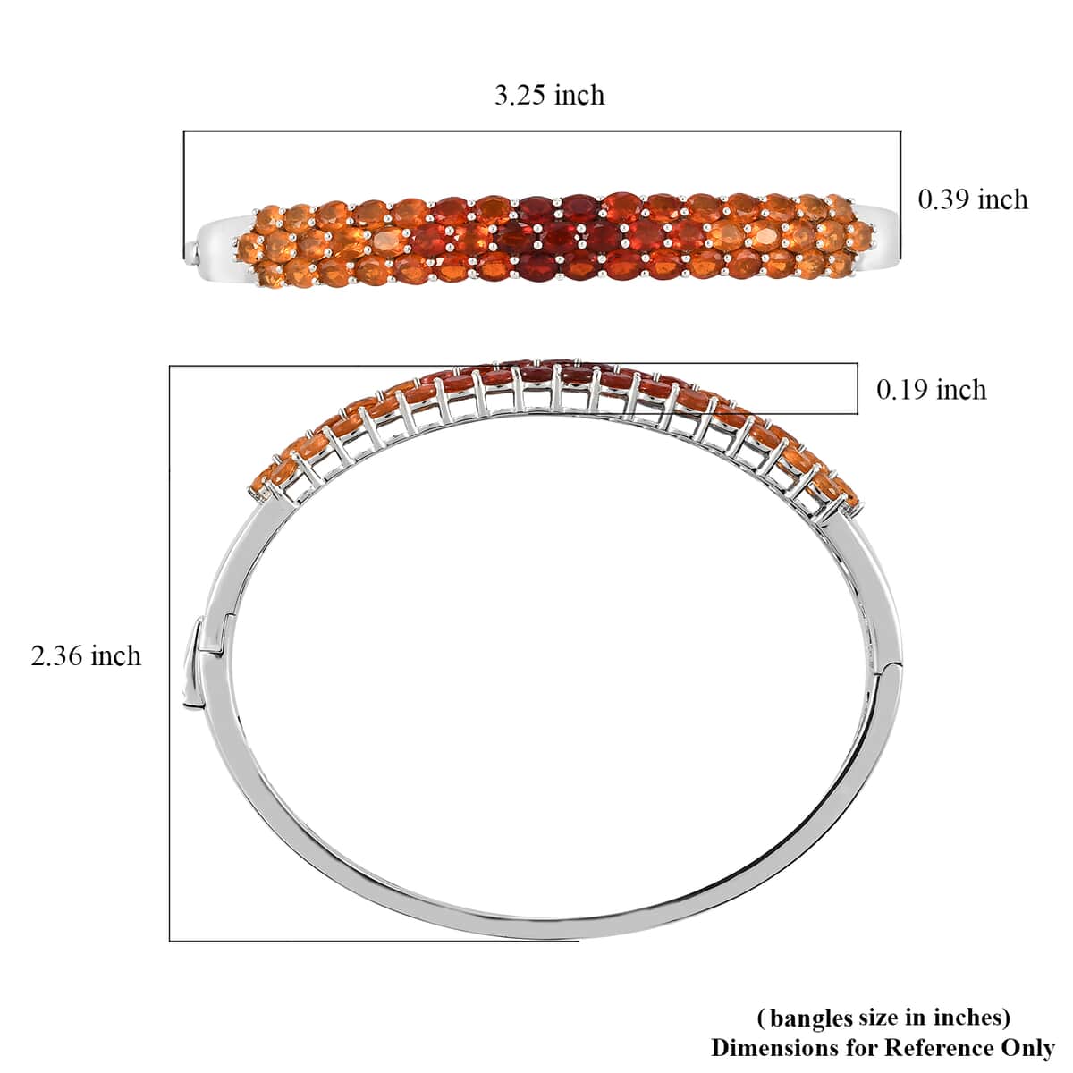 Shades of Fire Opal Bangle Bracelet in Platinum Over Sterling Silver (7.25 In) 5.85 ctw image number 5