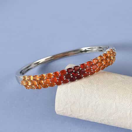 Shades of Fire Opal Bangle Bracelet in Platinum Over Sterling Silver (8 In) 5.85 ctw image number 1