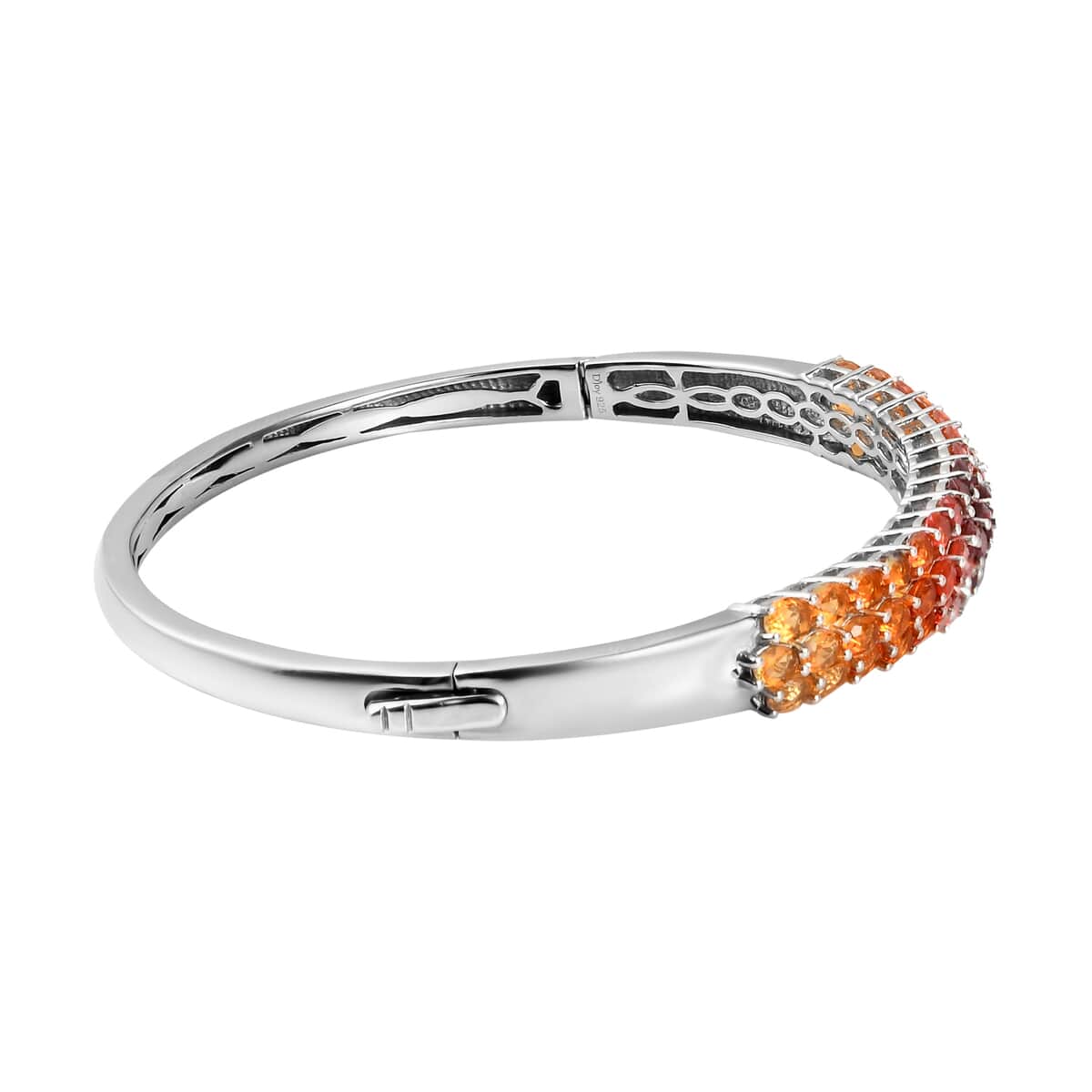 Shades of Fire Opal Bangle Bracelet in Platinum Over Sterling Silver (8 In) 5.85 ctw image number 3
